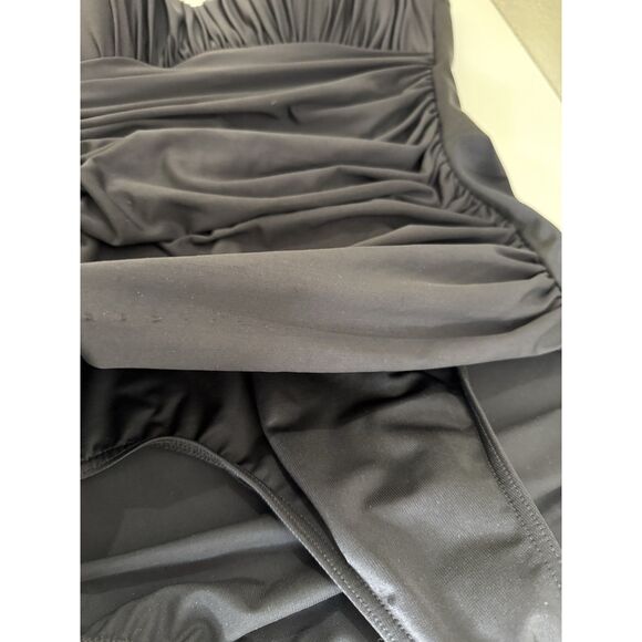 Miraclesuit Size 10 One Piece Swimsuit Solid Black Ruched Gathered Front Womens - Picture 5 of 10
